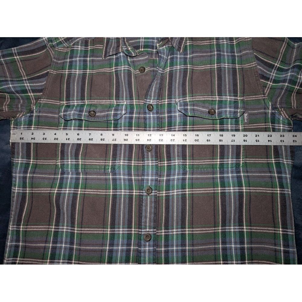Woolrich Men's Large Heavyweight‎ Flannel Long Sleeve Button Down Blue/ Green - Picture 6 of 8